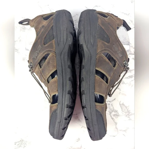 Teva Kimtah Size 12 Men's Leather Sandals Brown